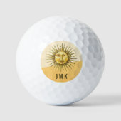 Hemelse Zon Gezicht Kleurblok Monogram Golfballen (Voorkant)