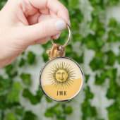 Hemelse Zon Gezicht Kleurblok Monogram Sleutelhanger (Hand)