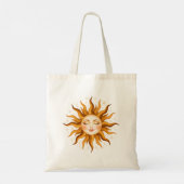 Hemelse Zon Gezicht Vintage Boho Kunst Tote Bag (Achterkant)