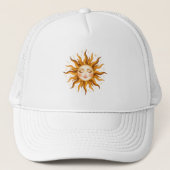 Hemelse Zon Gezicht Vintage Boho Kunst  Trucker Pet (Voorkant)