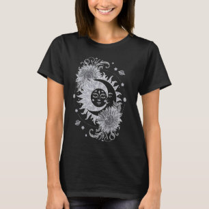 Hemelse Zon Maan Bloem Astrologie Maan Fases VI T-shirt