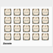 Hemelse Zon Maan Boho Bloemige Rustieke Bruiloft Vierkante Sticker (Vel)