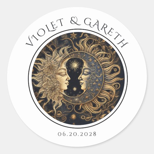 Hemelse Zon Maan Bruiloft Sticker (Voorkant)