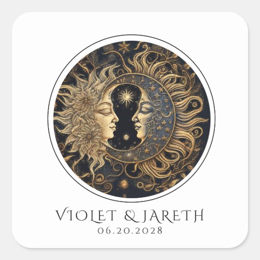 Hemelse Zon Maan Bruiloft Sticker (Voorkant)