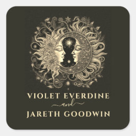 Hemelse Zon Maan Bruiloft Vierkante Sticker