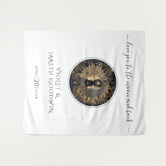 Hemelse zon maan Bruiloft wandtapijt Wandkleed (Voorkant (horizontaal))