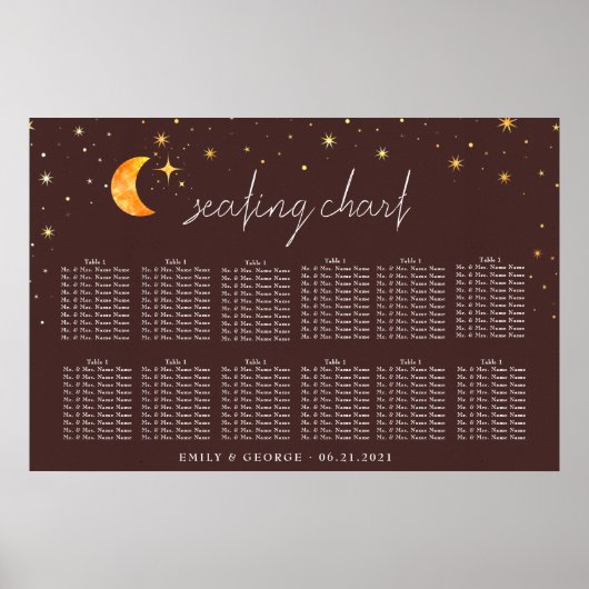 hemelse zon maan bruiloft zitgrafiek poster (Voorkant)