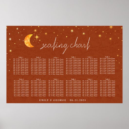  hemelse zon maan bruiloft zitgrafiek poster (Voorkant)