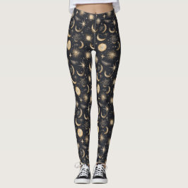 Hemelse Zon Maan en Sterren Nacht Hemel Leggings
