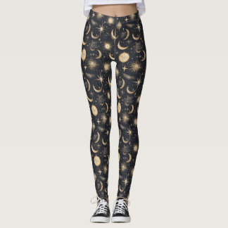 Hemelse Zon Maan en Sterren Nacht Hemel Leggings
