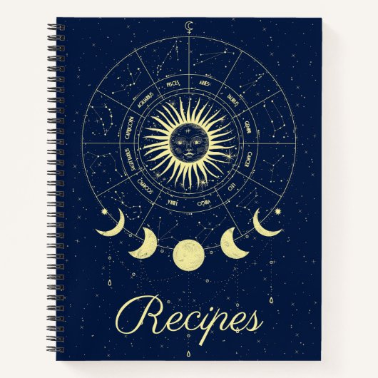 Hemelse Zon Maan Fases Dierenriem Recept Notitieboek (Voorkant)