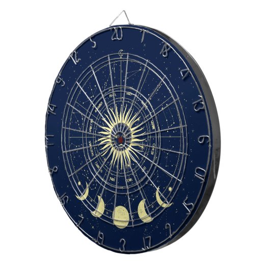 Hemelse Zon Maan Fases Zodiac Dartbord (Voorkant Rechts)