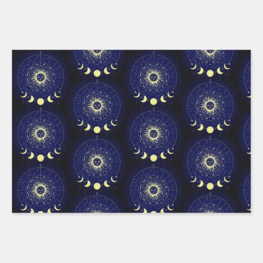 Hemelse Zon Maan Fases Zodiac Inpakpapier Vel (Voorkant 2)