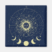 Hemelse Zon Maan Fases Zodiac Magneet (Voorkant)