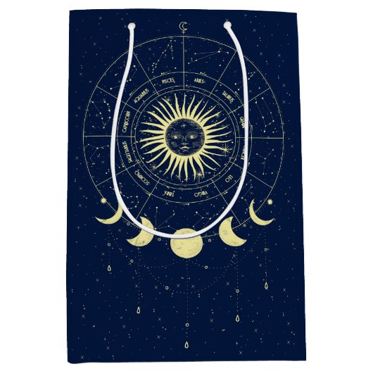 Hemelse Zon Maan Fases Zodiac Medium Cadeauzakje (Voorkant)