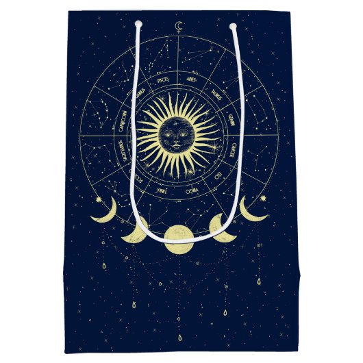 Hemelse Zon Maan Fases Zodiac Medium Cadeauzakje (Achterkant)