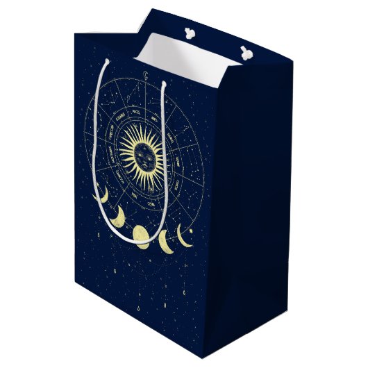 Hemelse Zon Maan Fases Zodiac Medium Cadeauzakje (Achterkant Gekanteld)