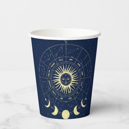 Hemelse Zon Maan Fases Zodiac Papieren Bekers (Achterkant)