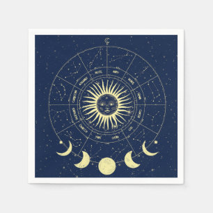 Hemelse Zon Maan Fases Zodiac Servet