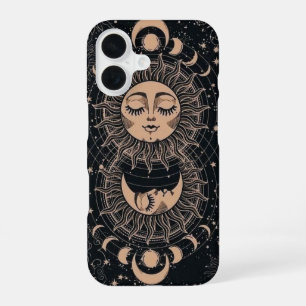 Hemelse Zon Maan Halvemaan Mystieke Hoes voor Tele iPhone 16 Hoesje