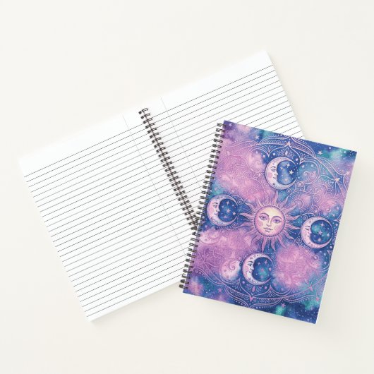 Hemelse Zon & Maan Mandala Melkweg Nevel Notitieboek (Binnen)