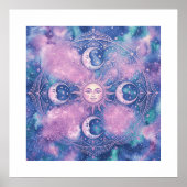 Hemelse Zon & Maan Mandala Melkweg Nevel Poster (Voorkant)
