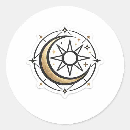 Hemelse Zon Maan Mystieke Boho Vinyl Sticker (Voorkant)