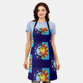 Hemelse Zon Maan Nineties Kunstzinnige Patroon Schort (Gedragen)