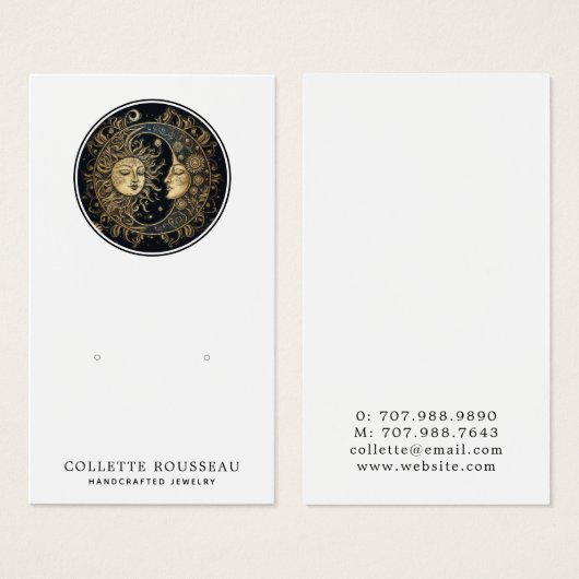 Hemelse Zon Maan Oorbel Sieraden Display Visitekaartje (Voorkant /achterkant)