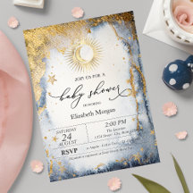 Hemelse Zon, Maan, Sterren Aquarel Baby Shower