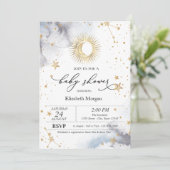 Hemelse Zon, Maan, Sterren Baby Shower Kaart (Staand voorkant)