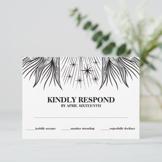 Hemelse Zon Maan Sterren Boho Handfasting RSVP Informatiekaartje (Staand voorkant)