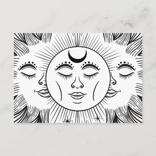 Hemelse Zon Maan Sterren Boho Handfasting RSVP Informatiekaartje (Achterkant)