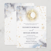 Hemelse zon, maan, sterren bruiloft kaart (Voorkant / Achterkant)