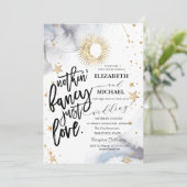 Hemelse zon, maan, sterren bruiloft kaart (Staand voorkant)