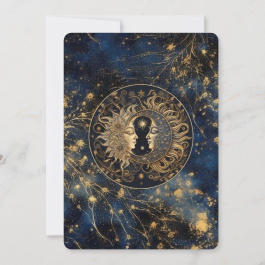 Hemelse Zon Maan Sterren Bruiloft Kaart (Achterkant)