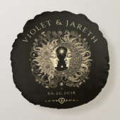 Hemelse Zon Maan Sterren Bruiloft Rond Kussen (Voorkant)