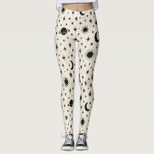 Hemelse Zon Maan Sterren Crème Leggings (Voorkant)