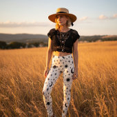 Hemelse Zon Maan Sterren Crème Leggings