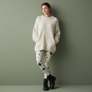 Hemelse Zon Maan Sterren Crème Leggings