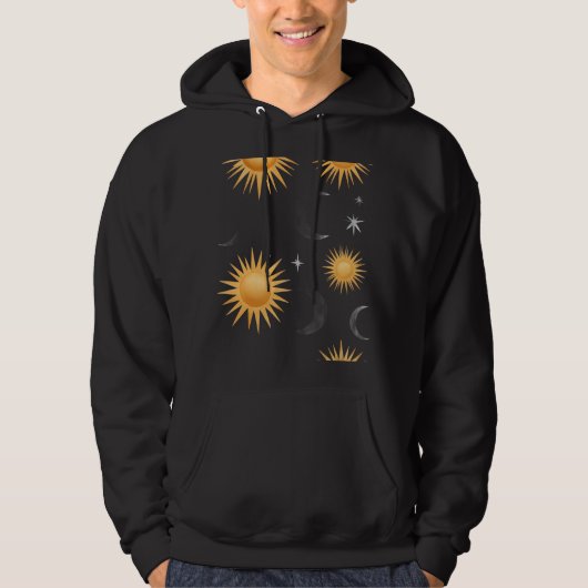 Hemelse Zon Maan Sterren Goud Boho Trui Hoodie (Voorkant)