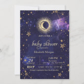 Hemelse Zon, Maan, Sterren Paarse Nachthemel Kaart (Voorkant)