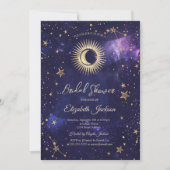Hemelse Zon, Maan, Sterren Paarse Vrijgezellenfees Kaart (Voorkant)