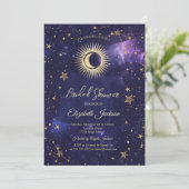 Hemelse Zon, Maan, Sterren Paarse Vrijgezellenfees Kaart (Staand voorkant)