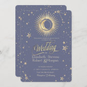 Hemelse Zon, Maan, Sterren Pastel bruiloft Kaart (Voorkant / Achterkant)
