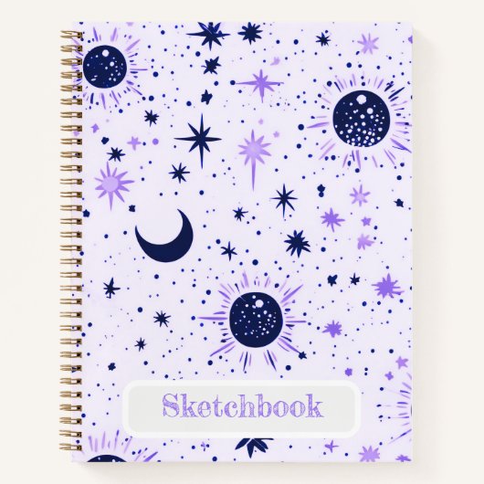 Hemelse Zon Maan Sterren Schetsboek Notitieboek (Voorkant)