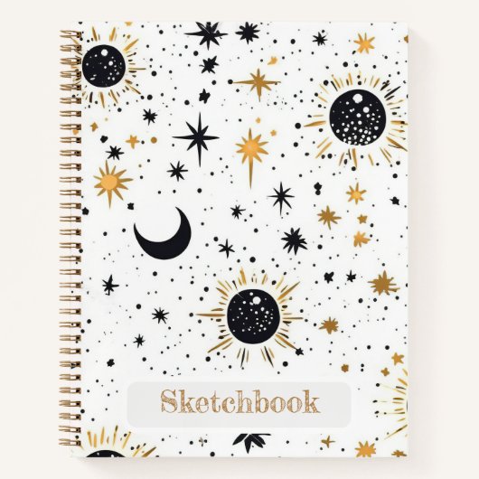 Hemelse Zon Maan Sterren Schetsboek Notitieboek (Voorkant)