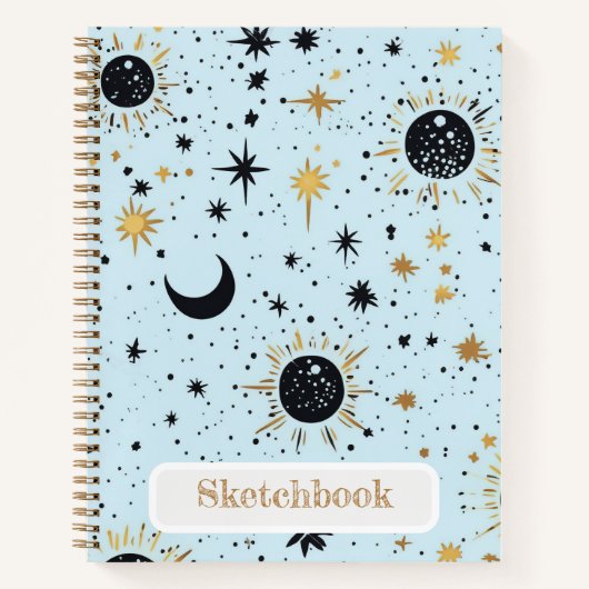 Hemelse Zon Maan Sterren Schetsboek Notitieboek (Voorkant)