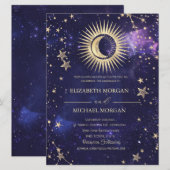 Hemelse Zon, Maan, Sterren Waterverf Purpe Kaart (Voorkant / Achterkant)