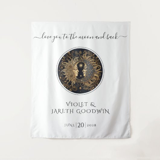 Hemelse zon maan Trouw Tapijt Wandkleed (Voorkant)